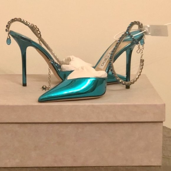 Jimmy Choo Saeda Crystal Ankle Strap Pointed Toe Pump - Picture 2 of 6